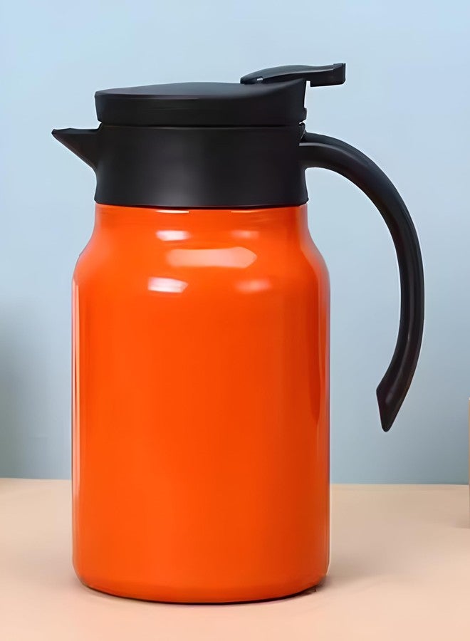 VENDLY إبريق شاي وقهوة حراري من فيندلي مع مصفاة | 1000 مل | لحفظ المشروبات ساخنة/باردة، مصنوع من الفولاذ المقاوم للصدأ ومقاوم للغبار، إبريق ماء معزول للحفلات/المنزل (برتقالي) - Image 1